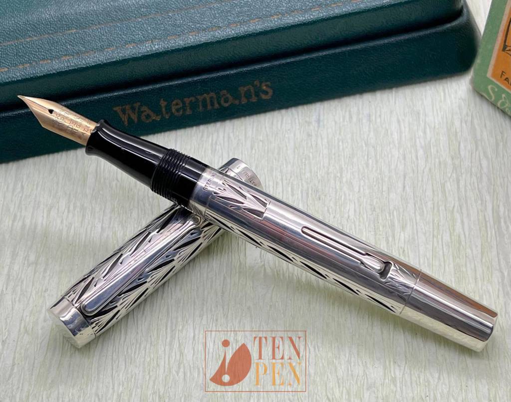 RARE WATERMAN 494 SILVER OVERLAY - BAYLEAF DECORATION | Tenpen